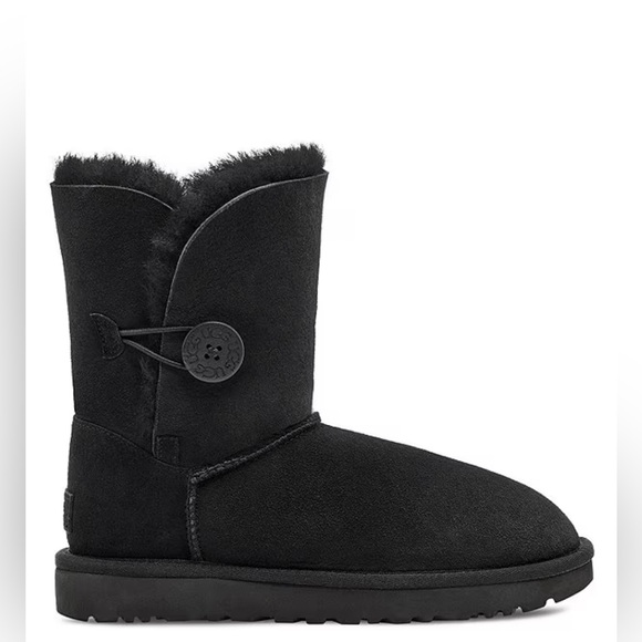 UGG Australia Black Suede Leather Bailey Button Boots Size 7 - Picture 3 of 16